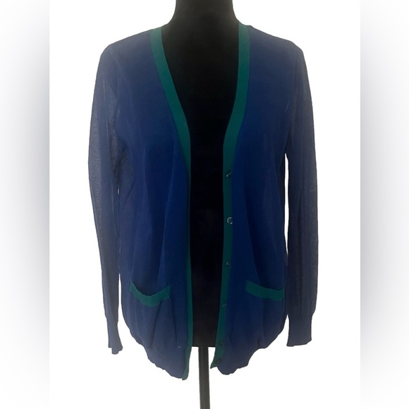 Forever 21 women’s size M blue/teal button down cardigan with pockets. - Picture 4 of 7